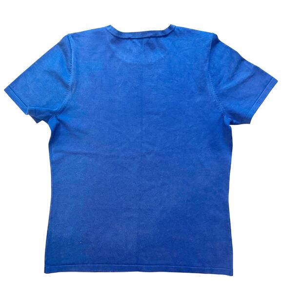 Pendleton Silk Blend Knit Tee Shirt Women's XS Blue & Purple Short Sleeve - Picture 4 of 10